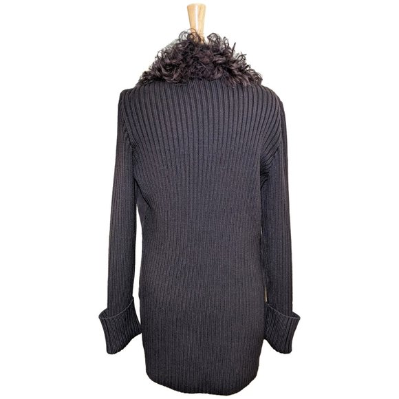 Vintage DANA BUCHMAN Suede/Wool Open Jacket/Coat + Lamb Fur Collar - Picture 5 of 6